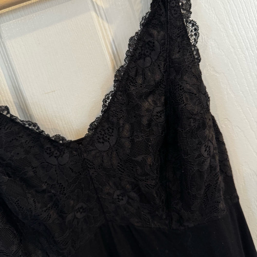Felina Black Modal Lace Slip Dress Size Large Soft Stretch Lingerie Midi Chemise - Picture 4 of 9